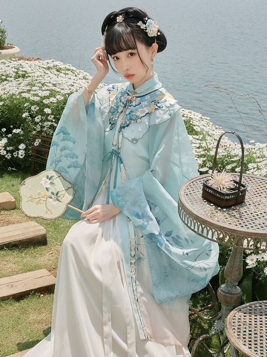 十三余小豆蔻儿[蝶扇仙]立领对襟衫主腰褶裙...