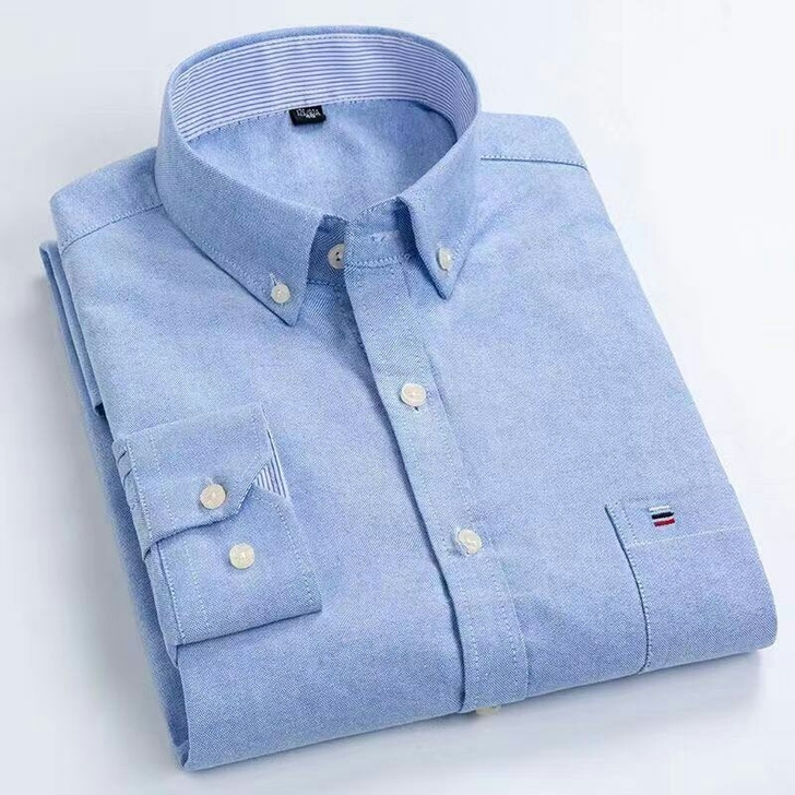 100%纯棉男士长袖衬衫春秋季中青年衬衫全...