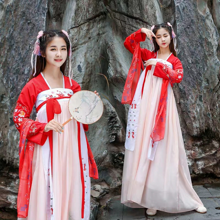 上衣秋水汉服只有上衣！齐胸襦裙绣花女学生拍...