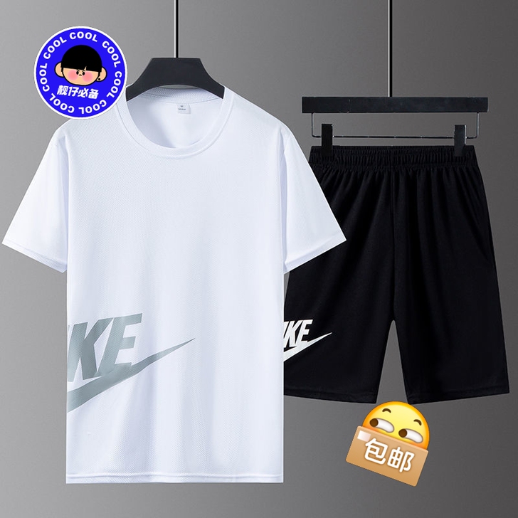 套装/单件男士夏季速干运动服套装T恤短袖短...