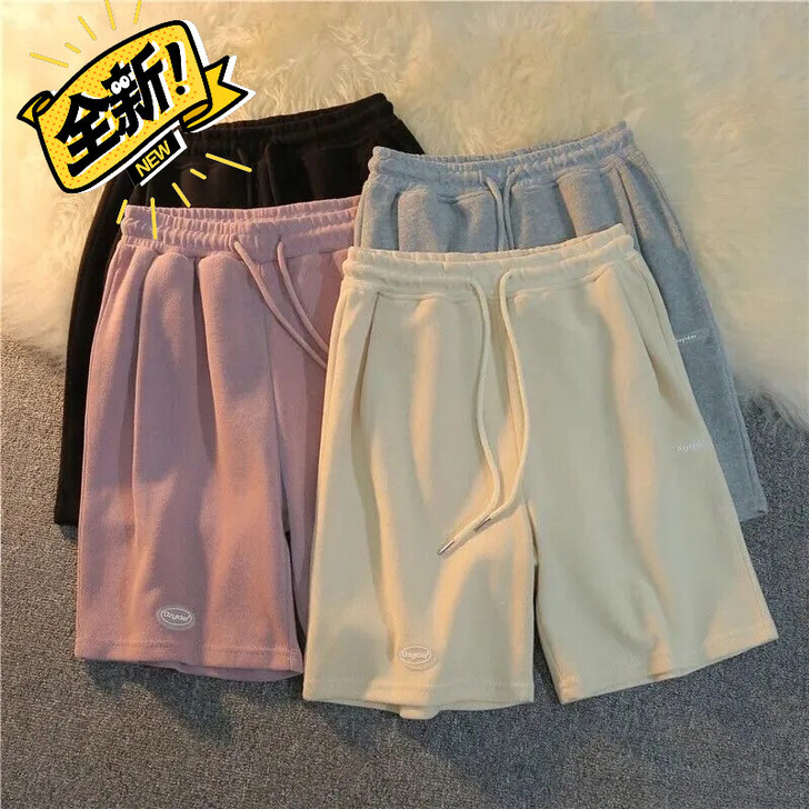 全新包邮秒发灰色运动短裤女夏宽松高腰外穿直...