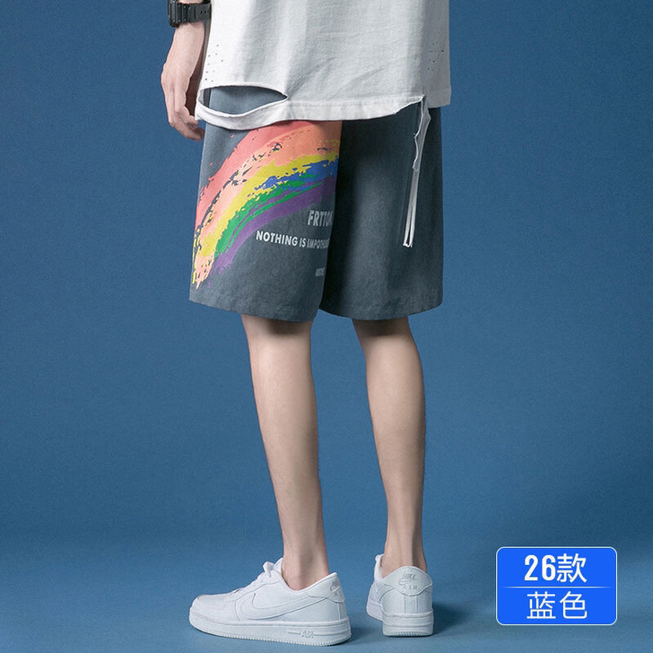 短裤男宽松冰丝休闲运动裤子夏季薄款外穿潮流...