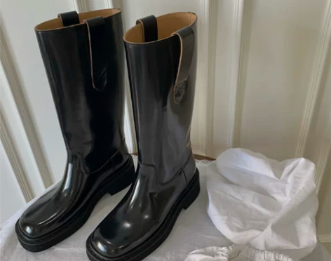 Mona同款长筒靴2021新款厚底粗跟高筒...