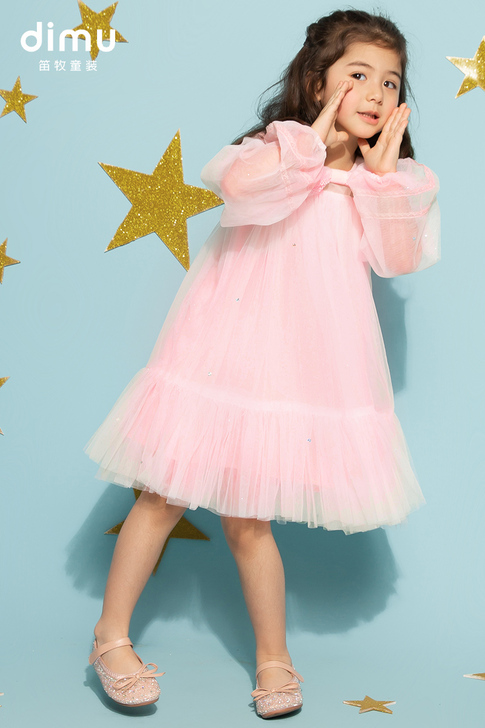 笛牧女童连衣裙2021春夏装新款韩版洋气时...