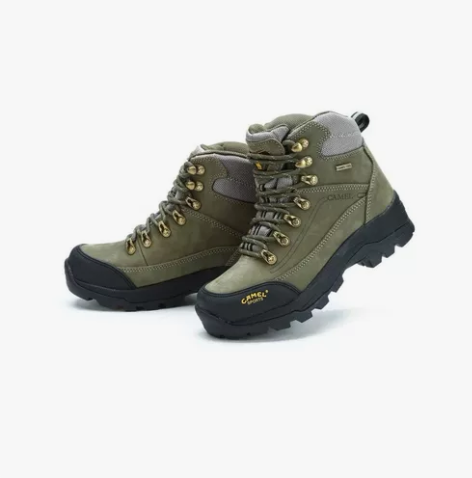 包邮CAMEL骆驼女款登山鞋军绿色，户外情...