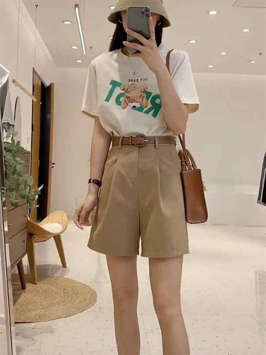 全棉高腰休闲短裤女夏阔腿宽松工装裤夏季薄款...