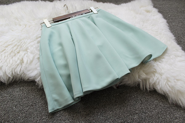 瞌睡兔清新薄荷绿大摆半身裙短裙