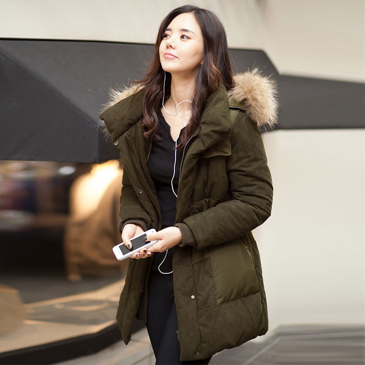 【清仓】韩版修身女式中长款羽绒服女奢华超大...