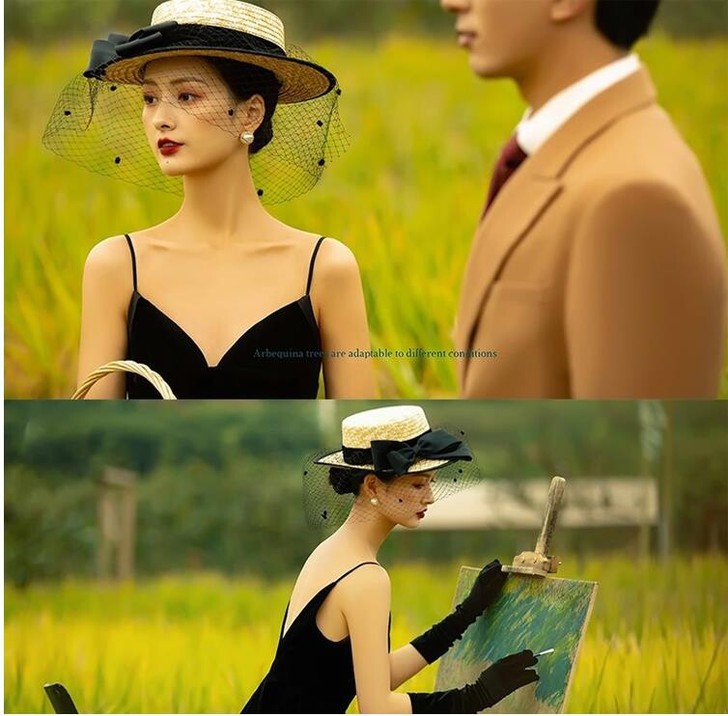 2021年优雅黑色时尚女士黑色婚纱礼帽优雅...