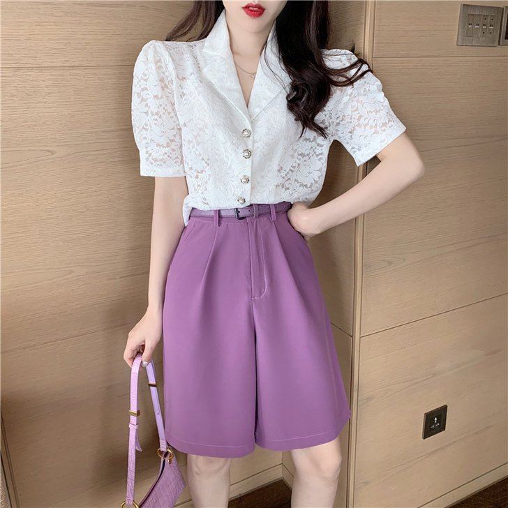 2021春夏新高腰五分直筒西装裤女百搭休闲...