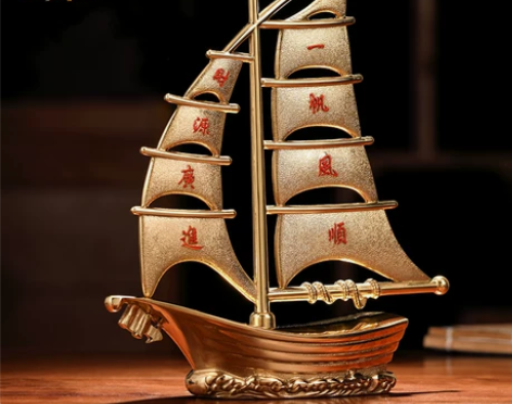 大铜世家 一帆风顺纯铜帆船摆件工艺品 家居...