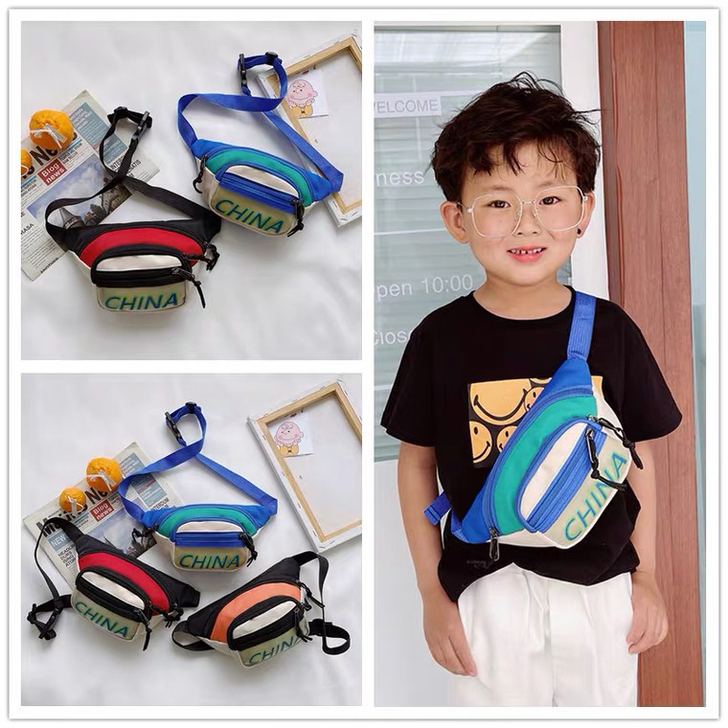 新款儿童包包韩版时尚斜挎包男女童字母撞色小...