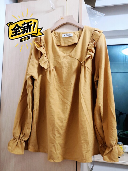 薄款衬衫娃娃袖可爱款均码115斤内穿好看