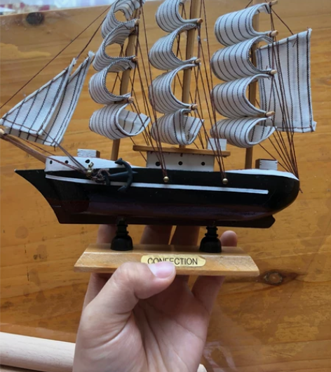 木质帆船模型生日礼物家装饰品地中海摆件手工...