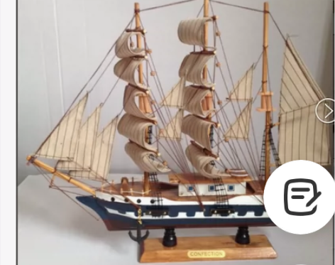 木制45cm帆船工艺品大型船模型礼品实木质...