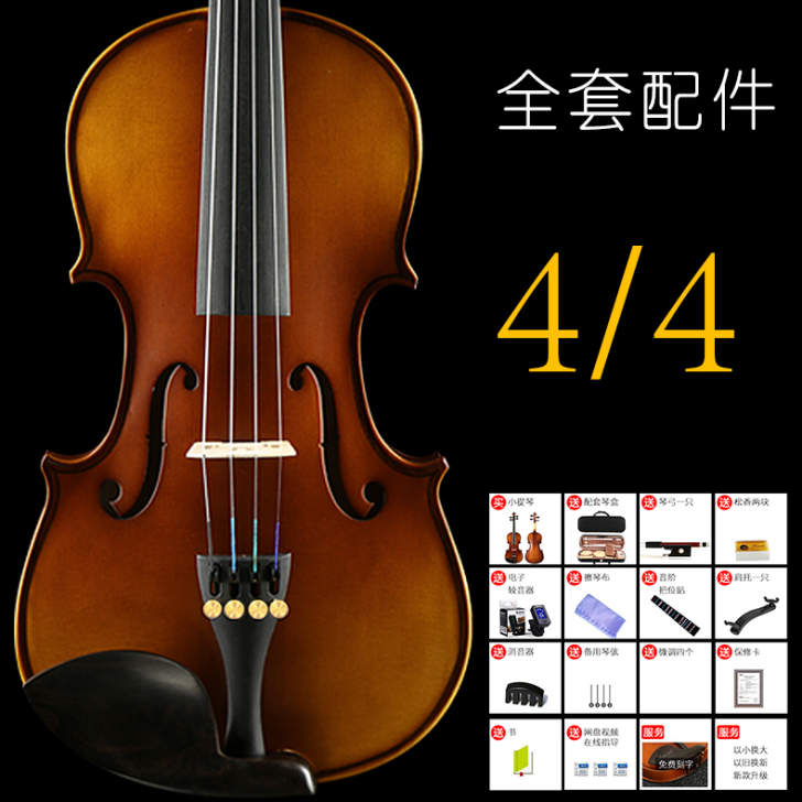 【家装季价】浩成进口实木小提琴初学者手工专...