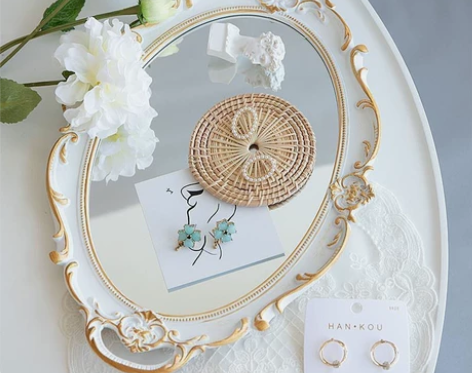 全新托盘包邮 欧式复古镜面甜品蛋糕茶歇托盘...