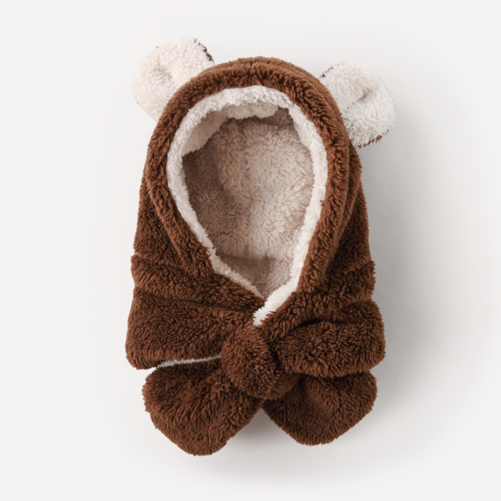 宝宝帽子冬季婴儿护耳毛绒帽男童女童围脖一体...