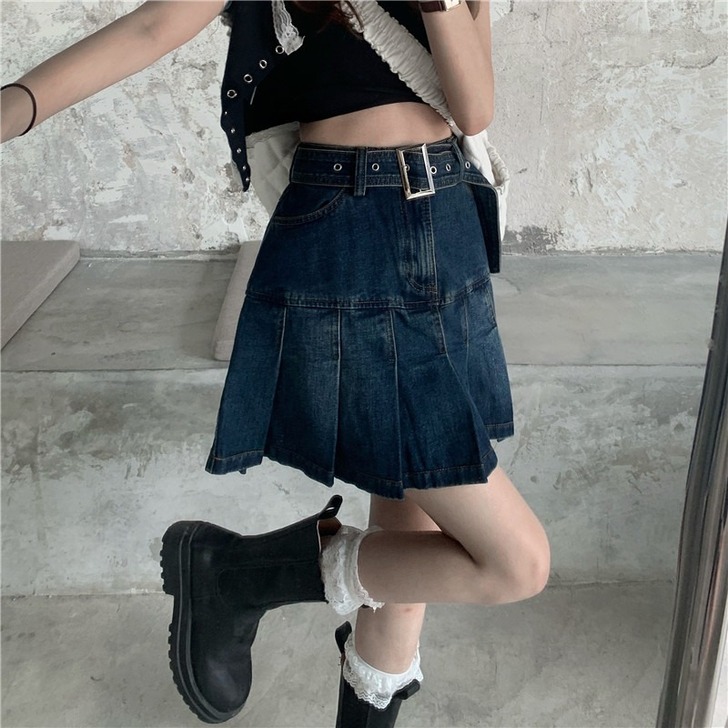 牛仔半身裙女2021年夏季新款复古高腰显瘦...
