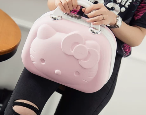 新品可爱卡通学生化妆箱ABS13寸旅游箱时...