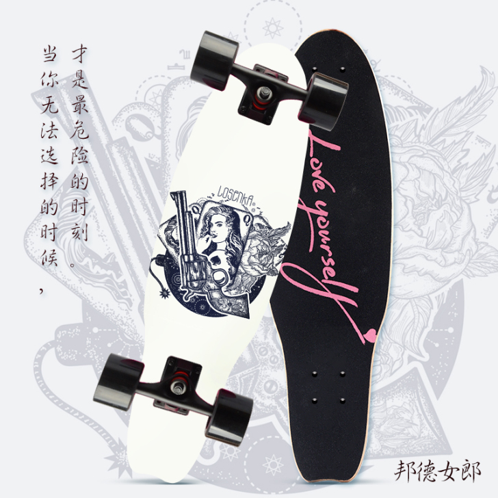 小鱼板初学者滑板刷街专业板代步四轮青少年儿...