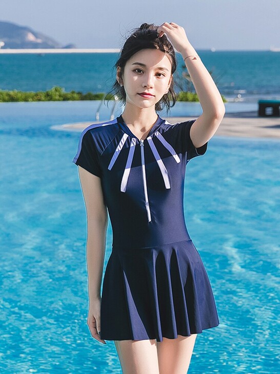 全新佑游泳衣女2021年新款韩国ins连体...