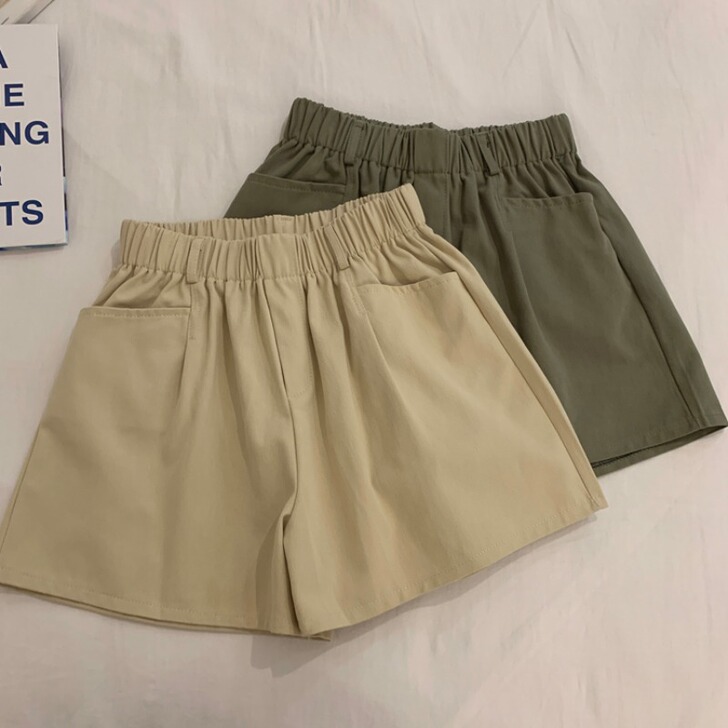 夏季新款2021韩版松紧腰阔腿短裤女宽松高...