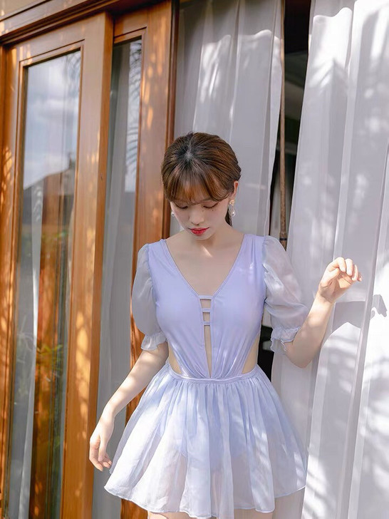 金珠韩国ins泳衣女夏2021款连体遮肚显...