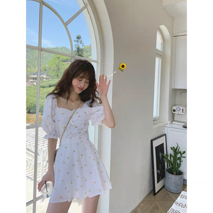 连衣裙 棉 小清新连衣裙法式初恋超仙森系甜...