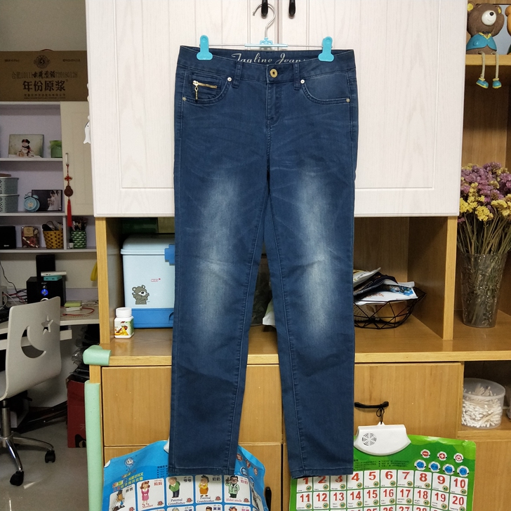 付邮送9新薄款女士九分牛仔裤160/68A...
