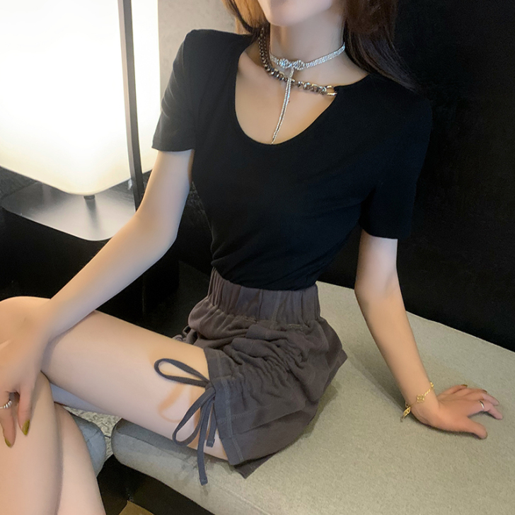高腰运动短裤女抽绳夏季设计感小众显瘦百搭辣...