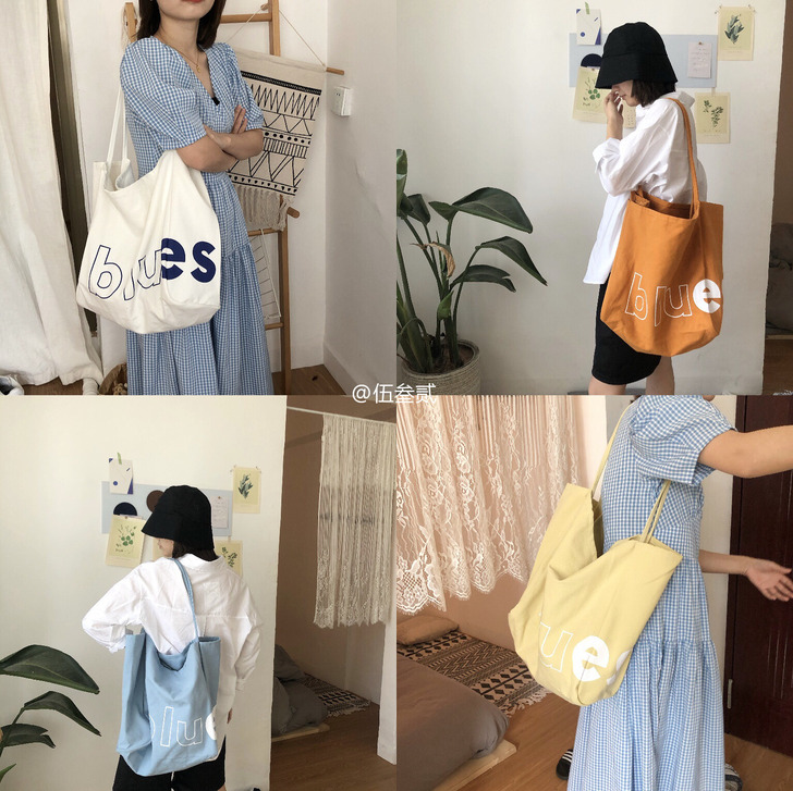 炒鸡清纯滴韩国ins初恋包 大容量blue...