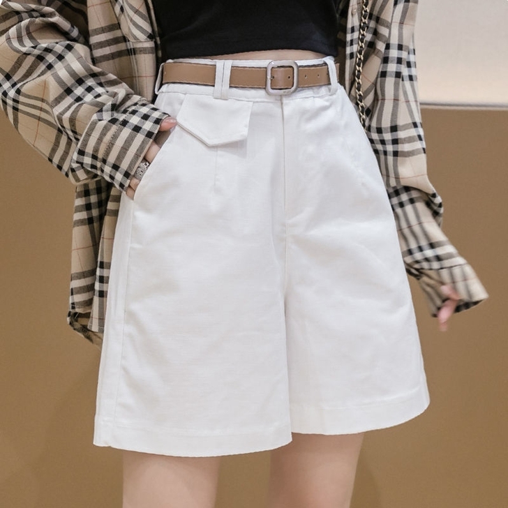 五分阔腿短裤女装2021年夏季新款高腰宽松...