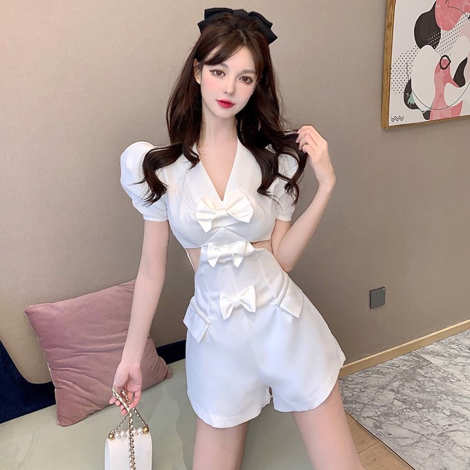 2020夏季新款V领修身连体裤高腰裤子显瘦...