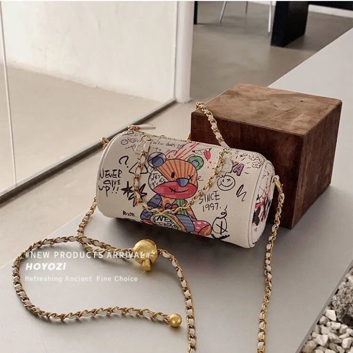 二合一法式斜挎包圆桶包