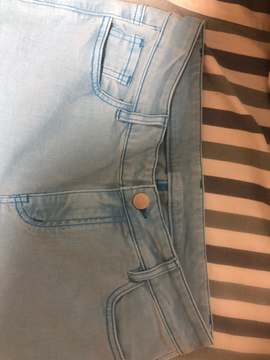 全新外贸女裤牛仔裤九分裤蓝色