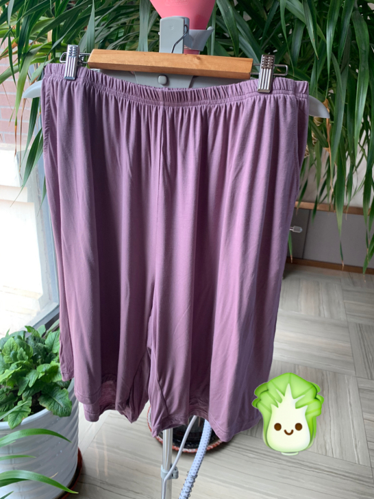 工厂处理有瑕疵男女同款家居带兜短裤，韩紫色...