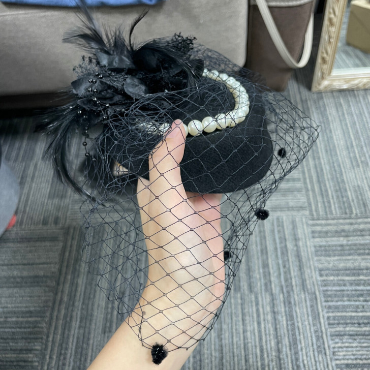 旗袍面纱小礼帽,买来拍照带过,几乎全新