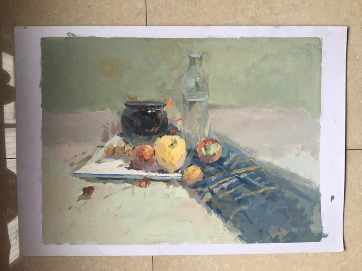 二开水粉画 原创作品  苹果原相机拍的