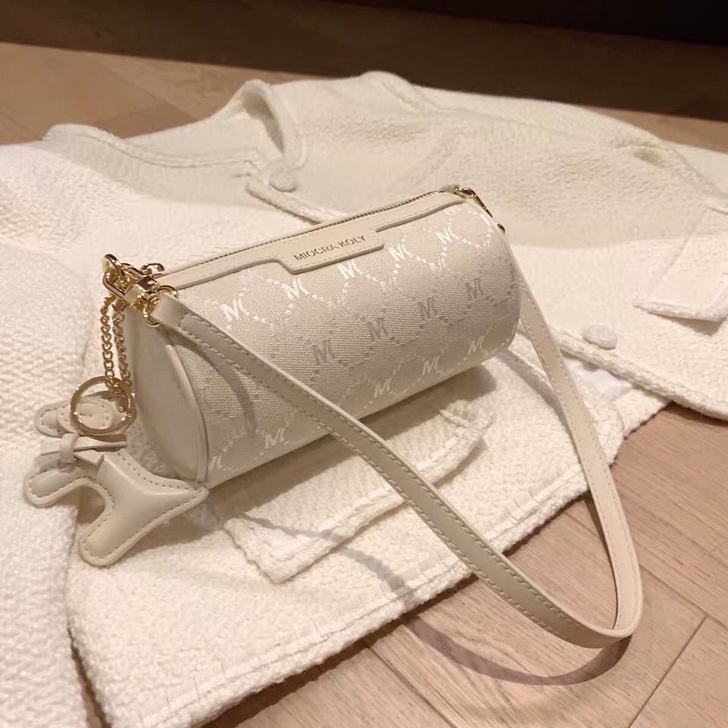 法式斜挎包圆桶包