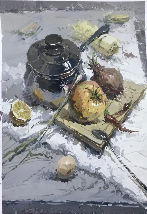 水粉画 ,,4开水粉静物画成品,无签名,卡...