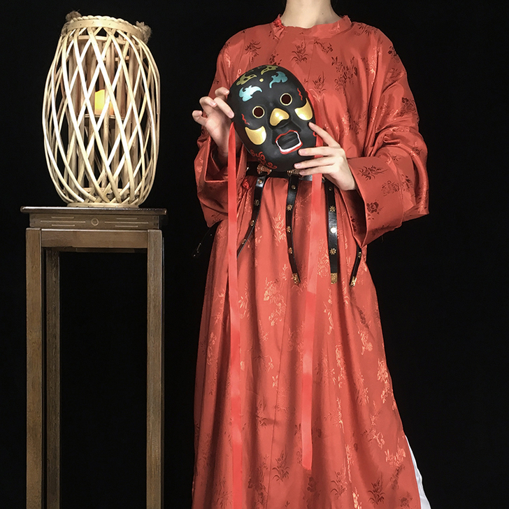 鸟鸣涧汉服，唐制圆领袍，酒红色，M码，仅试...