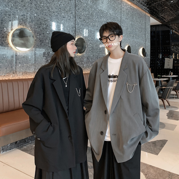 痞帅情侣小西装休闲宽松外套男春季港风ins...