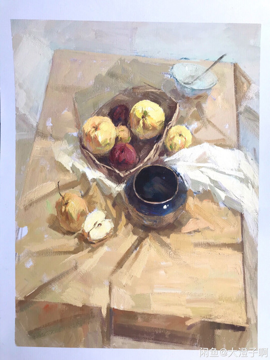 2开水粉静物作品，色彩代画。卡纸作画全部出...