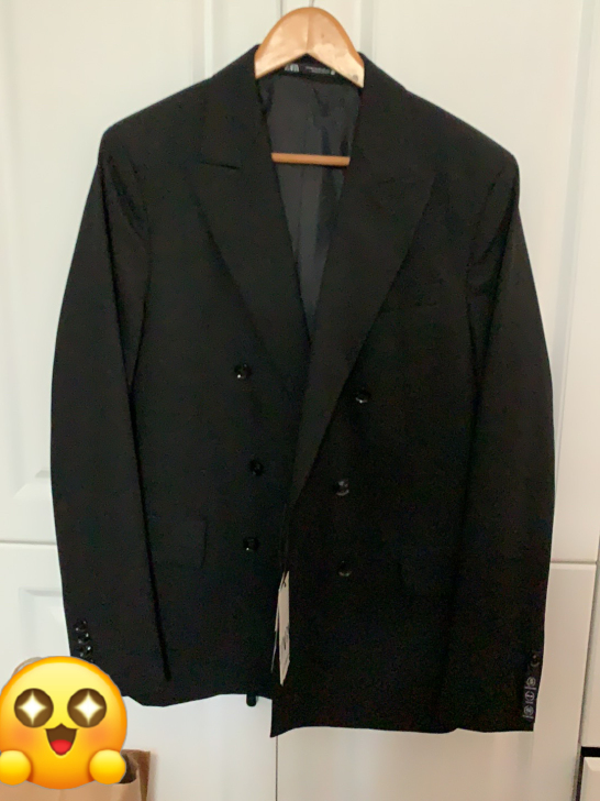 zara男士双排扣西装，全新