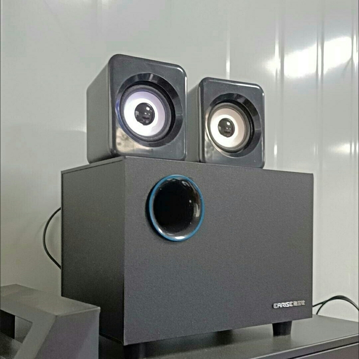 雅兰仕Q9木质电脑音响台式家用低音炮超重有...