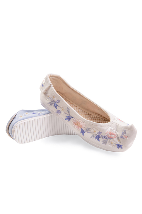 重回汉唐婉妆汉服鞋子女春季弓鞋绣花鞋内增高...