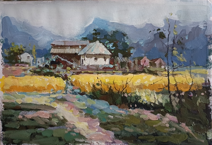 水粉风景画，临摹，家居装饰用