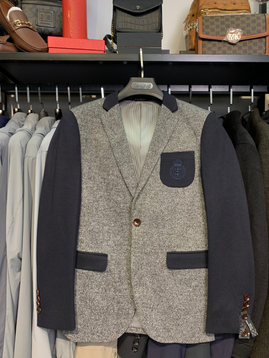 断码清 金鲨鱼样衣羊毛男士单西春秋抗皱拼色...