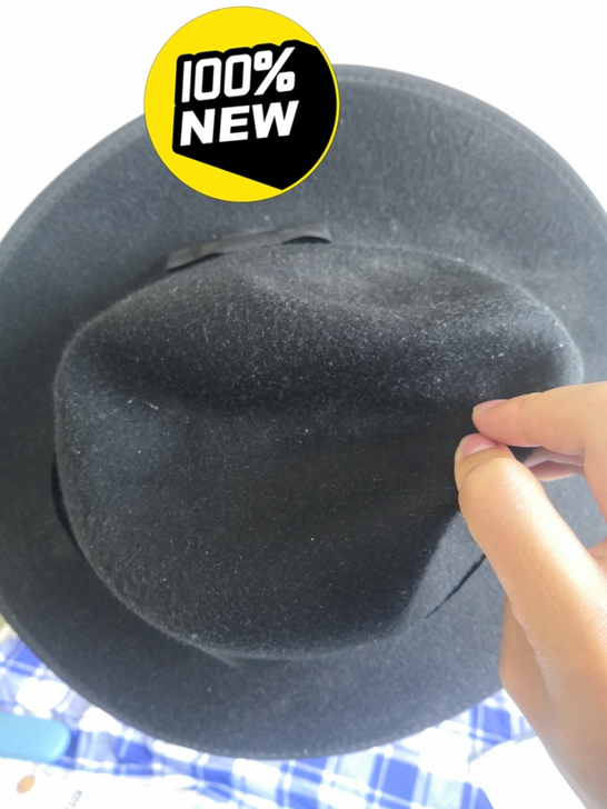 秋冬羊毛男女帽子爵士绅士帽英伦皮带宽檐黑白...